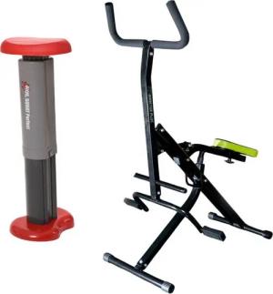 Gymform® Heimtrainer Ab Booster PLUS Trainingsgerät Set + Squat Perfect Beckenbodentrainer (Spar-Set, inkl. Bildschirm, Trainingsanleitung und Diätplan), klappbar, Trainiert: Rücken, Gesäß, Bauchmuskeln, Beine und Arme