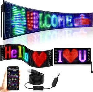 PRIISF LED Dekolicht LED Schild Display Werbung Leuchte Reklame Laufschrift Programmierbar, 7*17cm--140cmKabel, LED fest integriert, RGB Vollfarbe, Flexibler Digital Pixel Bildschirm Leuchtschrift Werbetafel APP Gaming