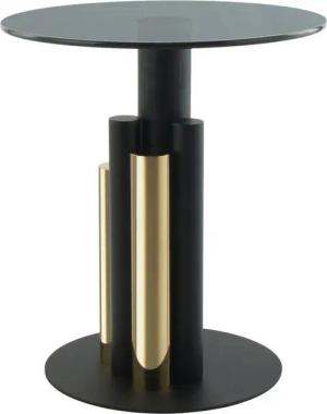 Kayoom Beistelltisch Ontario 225, Runde Glasplatte aus Sicherheitsglas, 100% Edelstahl (1-St), Modernes Design, zweifarbiges Säulengestell, Eyecatcher Element