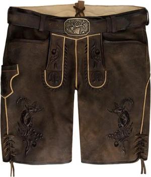 Spieth & Wensky Trachtenlederhose Douglas Kurzhose Herren Trachtenhose Lederhose kurzhose Ziegenvelour bestickt