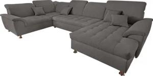 DOMO collection Wohnlandschaft Franzi wahlweise mit Kopfteilverstellung Bettfunktion, Bettkasten, im XXL-Format B/T/H: 352/214/80 cm, Steppung im Sitz, U-Form