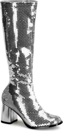 Bordello SPECTACUL-300SQ Bordello Damen Herren kniehohe Blockabsatz Stiefel sil High-Heel-Stiefel