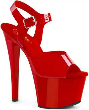 Pleaser SKY-308N Pleaser High-Heels Plateausandaletten weiche Riemchen rot High-Heel-Stiefel