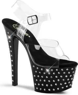 Pleaser STARDUST-708 Pleaser High-Heels Plateausandaletten transparent schwarz High-Heel-Stiefel