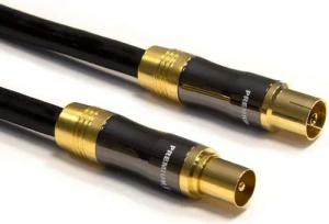PremiumX 7,5m Gold-Line TV Antennenkabel Schwarz IEC-Anschlusskabel Kupplung TV-Kabel