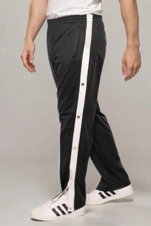 Kendindza Collection Jogginghose Knopfhose Jogginghose mit Druckknöpfen Sporthose Herren Relaxhose Tunnelzug Gummibund Streifen Knöpfe