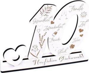 Dekolando Deko-Buchstaben Aufsteller 10 Jahre Geburtstag Herzlichen Glückwunsch Geldgeschenk (weiß, 3tlg)