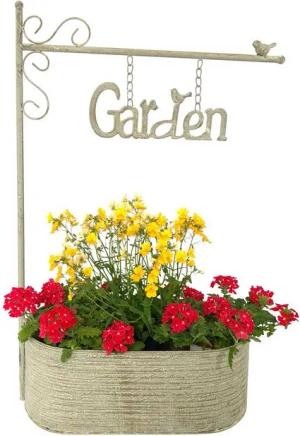 Online-Fuchs Blumenkasten Pflanzkübel, Blumentopf aus Metall - Deko Garten Schild Willkommen, vor der Haustür