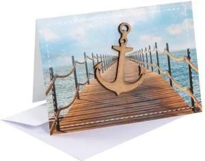 Logbuch-Verlag Klappkarte 10 maritime Grußkarten Anker aus Holz - mit Kuvert, Geburtstagskarte Karte Rente Genesung Geburtstag