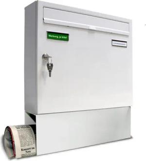 AL Briefkastensysteme Wandbriefkasten 1 Fach Basic Briefkasten A4 RAL Farbe 9016 Verkehrs Weiss wetterfest