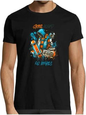 MyDesign24 T-Shirt Herren Skater Shirt "Skateboard No Brakes" Modernes Skate T-Shirt in Ölfarbenoptik Regular Fit i533