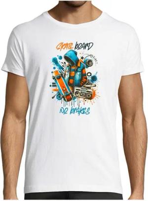 MyDesign24 T-Shirt Herren Skater Shirt "Skateboard No Brakes" Modernes Skate T-Shirt in Ölfarbenoptik Regular Fit i533