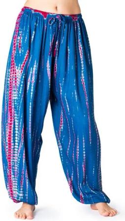 PANASIAM Relaxhose Tie-Dye Haremshose Sommerhose aus 100% Viskose Schlupfhose mit Taschen Freizeithose Unisex Lounge-Hose lockere Strandhose Pumphose Jogger