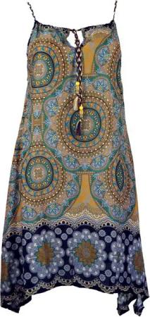Guru-Shop Midikleid Boho Dashiki Midikleid, Trägerkleid,.. alternative Bekleidung