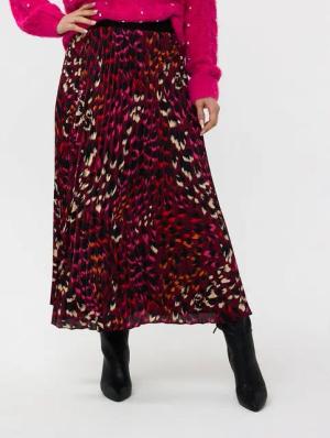 Esqualo Sommerrock Esqualo Pliseerock Animal-Print Weinrot
