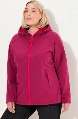 Ulla Popken Softshelljacke Softshelljacke Kapuze Zipptaschen Klettriegel