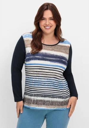 Sheego Langarmshirt Große Größen mit bedrucktem Vorderteil