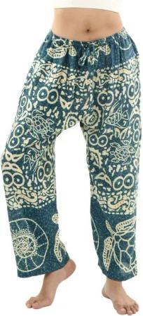 PANASIAM Relaxhose exotische Relaxhose aus 100% Viskose Unisex Wellnesshose Sommerhose Freizeithose leichte Stoffhose Haremshose Schlupfhose mit Gummibund