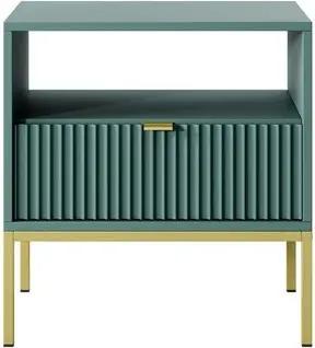 MOEBLO Nachttisch Light S54 (Nachtkommode mit gerillter Front, goldenen Metallbeinen & Schublade, Beistelltisch fürs Schlafzimmer), (HxBxT):56x54x39cm