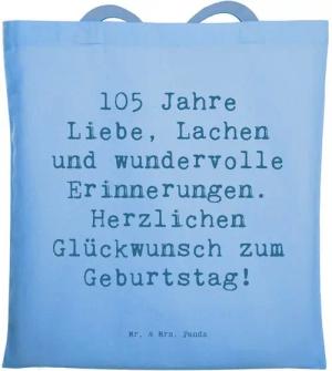Mr. & Mrs. Panda Tragetasche Spruch 105. Geburtstag - Sky Blue - Geschenk, herzliche Erfahrungen, (1-tlg)
