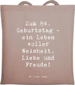 Mr. & Mrs. Panda Tragetasche Spruch 84. Geburtstag - Braun Pastell - Geschenk, Freude, Erfahrungen (1-tlg)