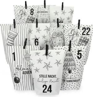 PAPIERDRACHEN befüllbarer Adventskalender DIY Adventskalender - 24 Geschenktüten, 24 Zahlenaufkleber & Klammern