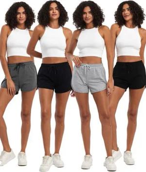COMEOR Sporthose Kurze Hose Damen Sportshorts Laufshorts Sommer Hosen Trainingshose (4-tlg)