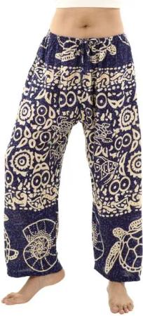 PANASIAM Relaxhose exotische Relaxhose aus 100% Viskose Unisex Wellnesshose Sommerhose Freizeithose leichte Stoffhose Haremshose Schlupfhose mit Gummibund