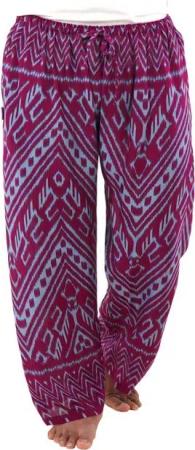 PANASIAM Relaxhose gemusterte Relaxhose aus 100% Viskose Unisex Haremshose Wellnesshose Muckhose für Yoga Freizeit Urlaub Schlupfhose Spa-Hose Boho Sommerhose