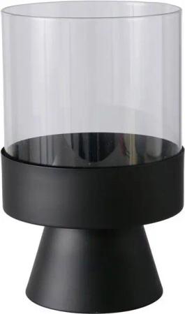 BOLTZE GRUPPE GmbH Windlicht PALLAS, Schwarz, Ø 19 cm, H 29 cm, mit Metallfuß (1 St), aus Glas