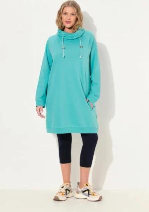 Ulla Popken Jerseykleid Sweatkleid Stehkragen Langarm Taschen