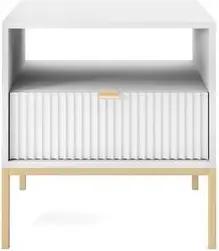 MOEBLO Nachttisch Light S54 (Nachtkommode mit gerillter Front, goldenen Metallbeinen & Schublade, Beistelltisch fürs Schlafzimmer), (HxBxT):56x54x39cm