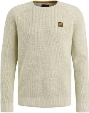 PME LEGEND Strickpullover R-neck cotton rib melee knit bone white