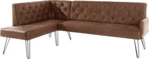 exxpo - sofa fashion Eckbank Doppio, Chesterfield Optik, komfortabel und bequem, hohe Designfüße, Frei im Raum stellbar