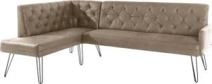 exxpo - sofa fashion Eckbank Doppio, Chesterfield Optik, komfortabel und bequem, hohe Designfüße, Frei im Raum stellbar