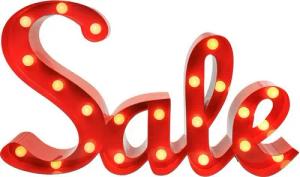 MARQUEE LIGHTS LED Dekolicht Sale, LED fest integriert, Warmweiß, Wandlampe, Tischlampe Schriftzug Sale mit 23 Leuchtmittel - 65x38 cm