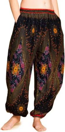 PANASIAM Relaxhose Muckhose im Peacock Design leichte Sommerhose als Haremshose aus hochwertiger natürlicher Viskose Pumphose Freizeithose