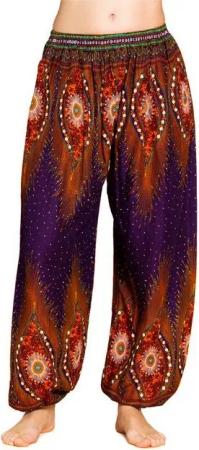 PANASIAM Relaxhose Muckhose im Peacock Design leichte Sommerhose als Haremshose aus hochwertiger natürlicher Viskose Pumphose Freizeithose