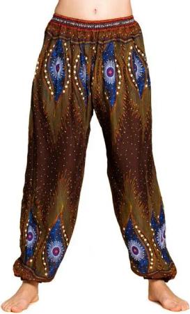 PANASIAM Relaxhose Muckhose im Peacock Design leichte Sommerhose als Haremshose aus hochwertiger natürlicher Viskose Pumphose Freizeithose