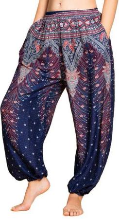 PANASIAM Relaxhose Muckhose im Peacock Design leichte Sommerhose als Haremshose aus hochwertiger natürlicher Viskose Pumphose Freizeithose