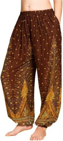PANASIAM Relaxhose Muckhose im Peacock Design leichte Sommerhose als Haremshose aus hochwertiger natürlicher Viskose Pumphose Freizeithose