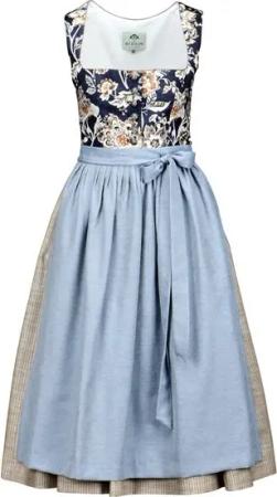 Berwin Dirndl Dirndl mit Blumendruck-Oberteil blau