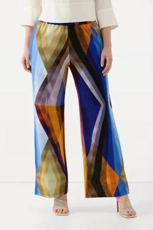 Ulla Popken Schlupfhose Slinkyhose geometrisch weites Bein Elastikbund