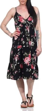 Aurela Damenmode Sommerkleid Luftige Damenkleider leichte Sommerkleider für den Urlaub Raffung Taillenbereich