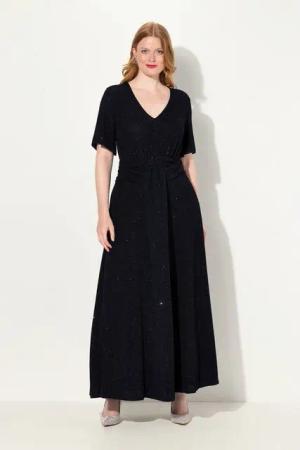 Ulla Popken Abendkleid Abendkleid A-Linie Glanz-Effekt Drpaierung