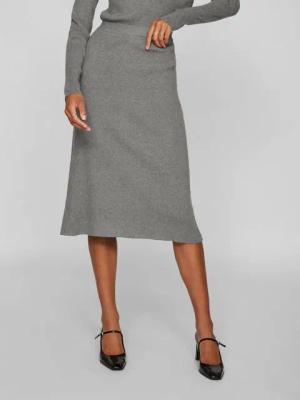 Vila Sommerrock Strickrock Maxi A-Linie elastischer Bund VICOMFY A-LINE KNIT SKIRT- NOOS