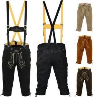 German Wear Trachtenlederhose GW822 Kniebundhose trachtenhose Trachten Lederhose mit Hosenträger