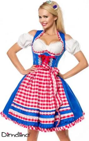 Dirndline Dirndl Dirndline - Unterbrustdirndl mit Karoschürze - (L,M,S,XL,2XL)