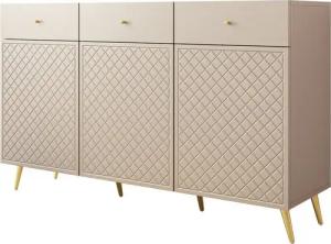 MIRJAN24 Kommode Temerra 3D3SZ (mit drei Drehtüren und drei Schubladen), Metallfüße in der Farbe Gold