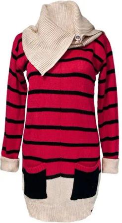 AvaMia Strickpullover Damen Strickpullover im Set mit Schal 1754 2 teilig, Boyfriend Pullover mit aufgenähten Taschen